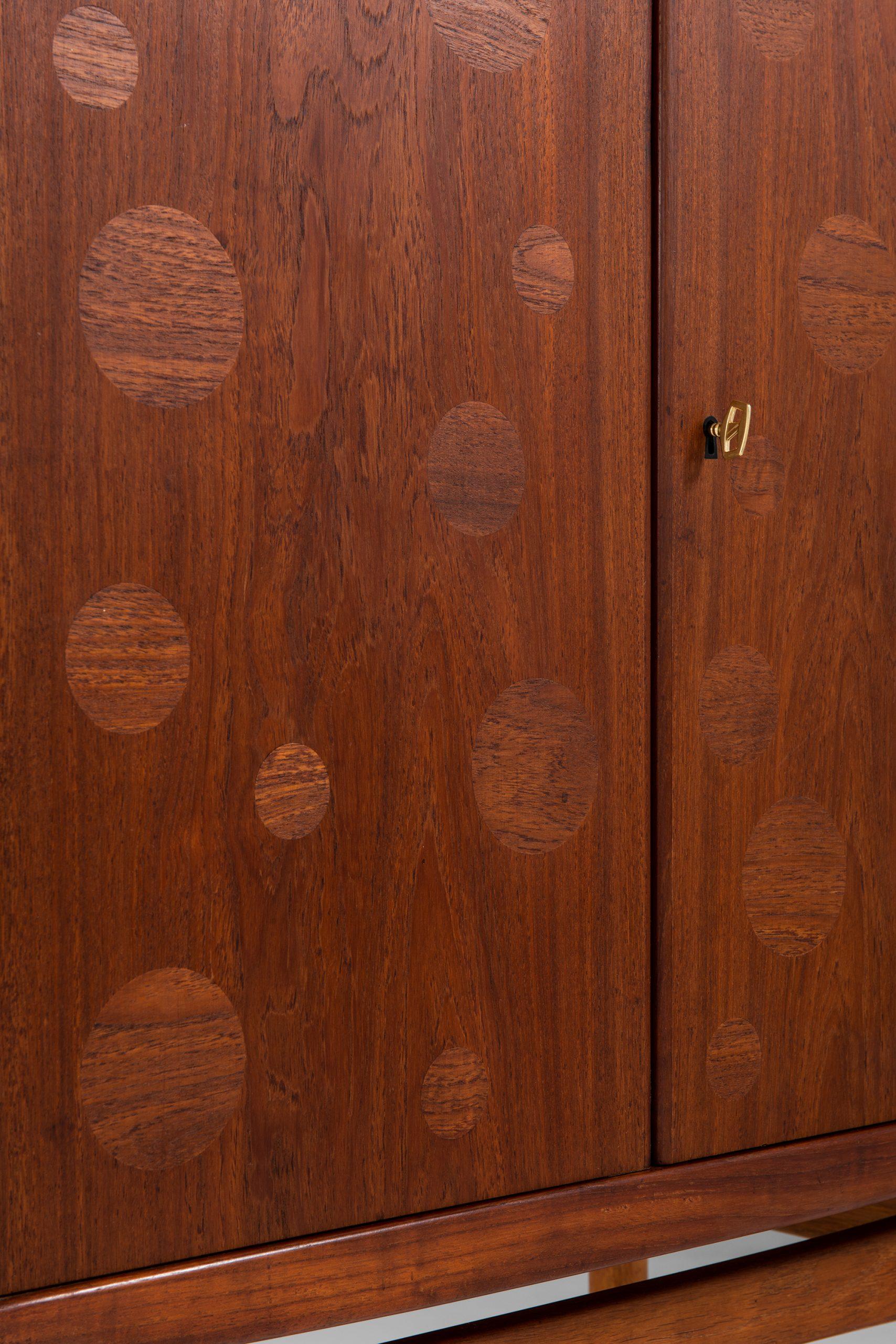 Brass Tove & Edward Kindt-Larsen Bar Cabinet Produced by Gustav Bertelsen in Denmark For Sale