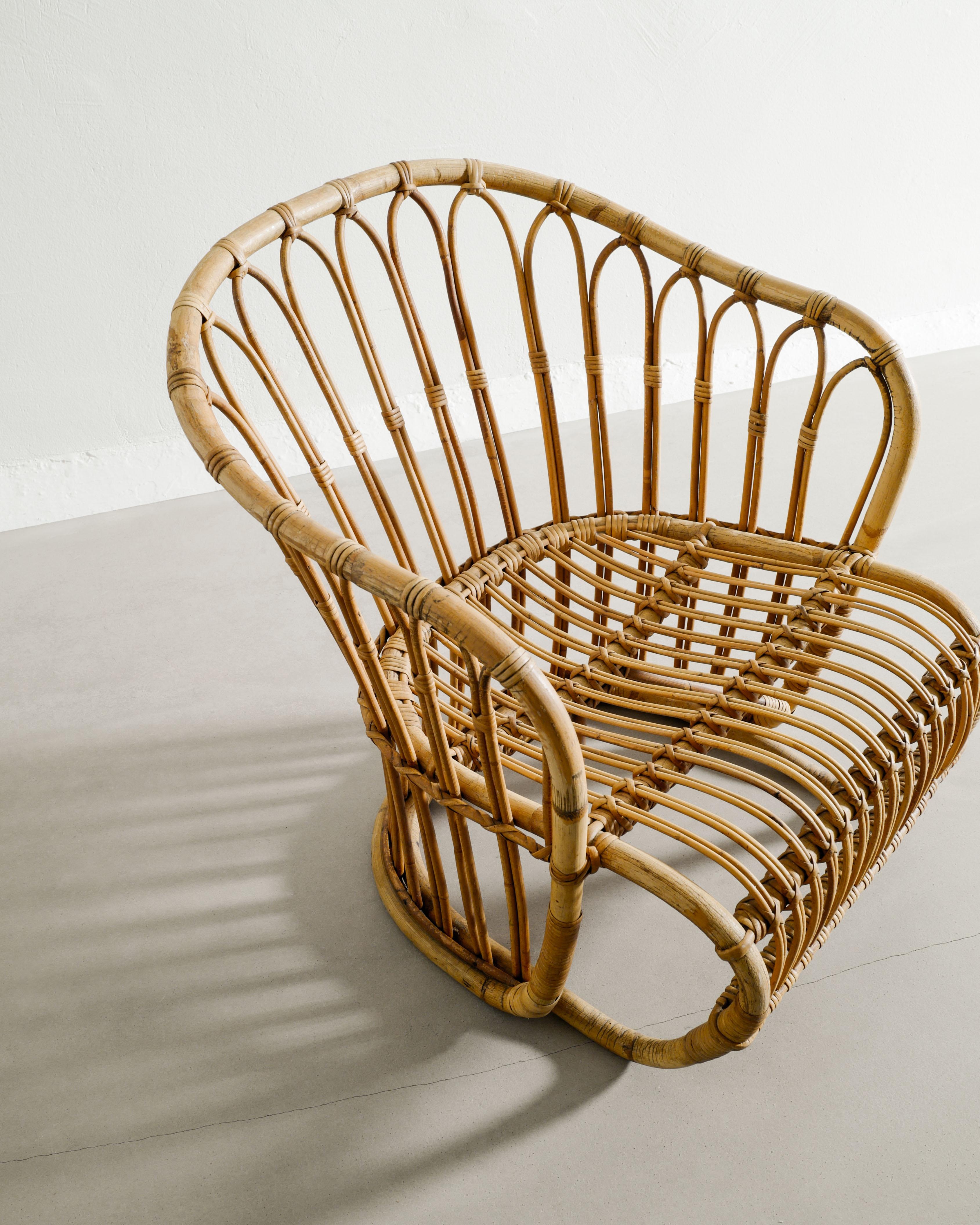 Mid-20th Century Tove Kindt-Larsen Armchairs in Rattan & Sheepskin by R. Wengler Denmark, 1940s