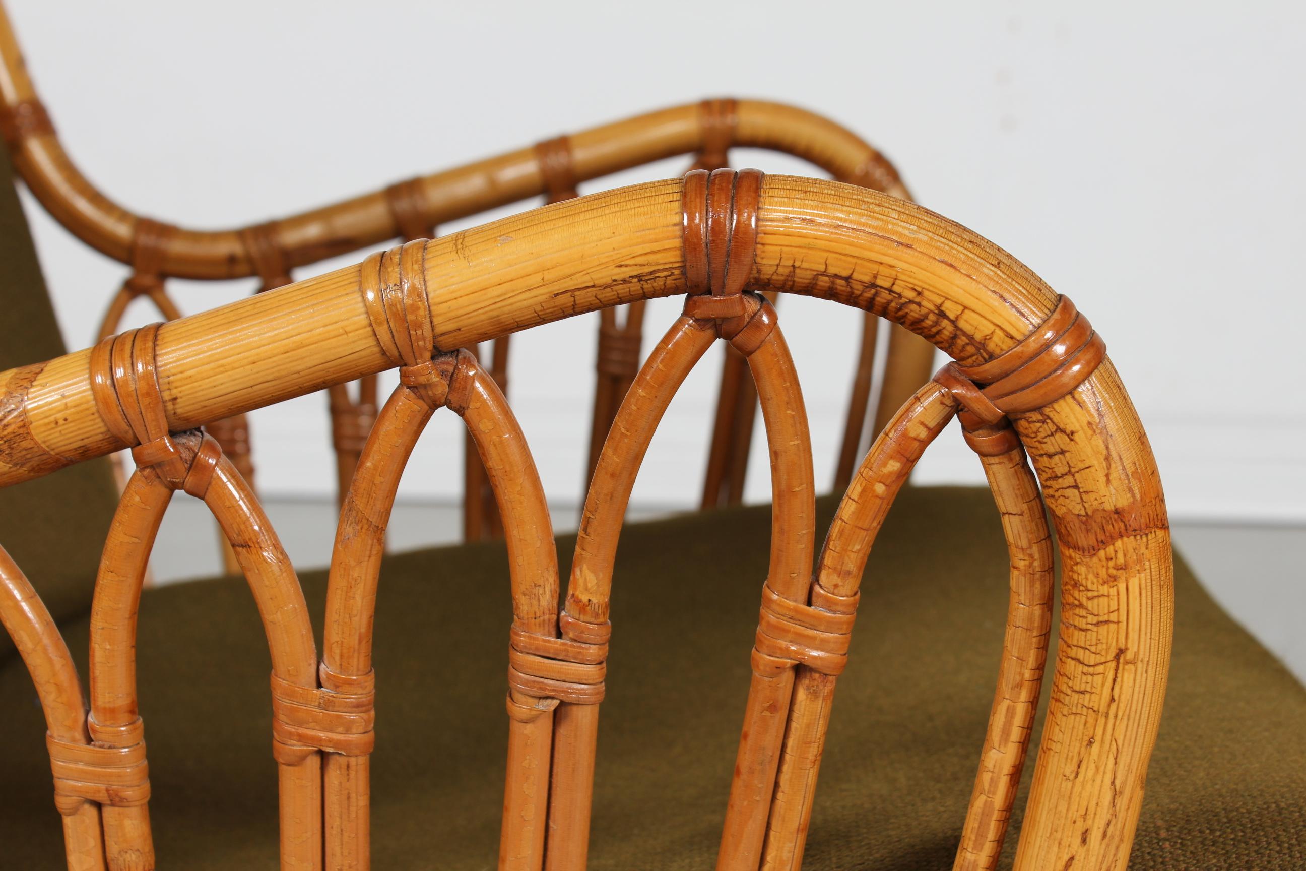 Tove Kindt-Larsen Paire de chaises longues en bambou R. Wengler Danemark Lancé en 1937 en vente 3