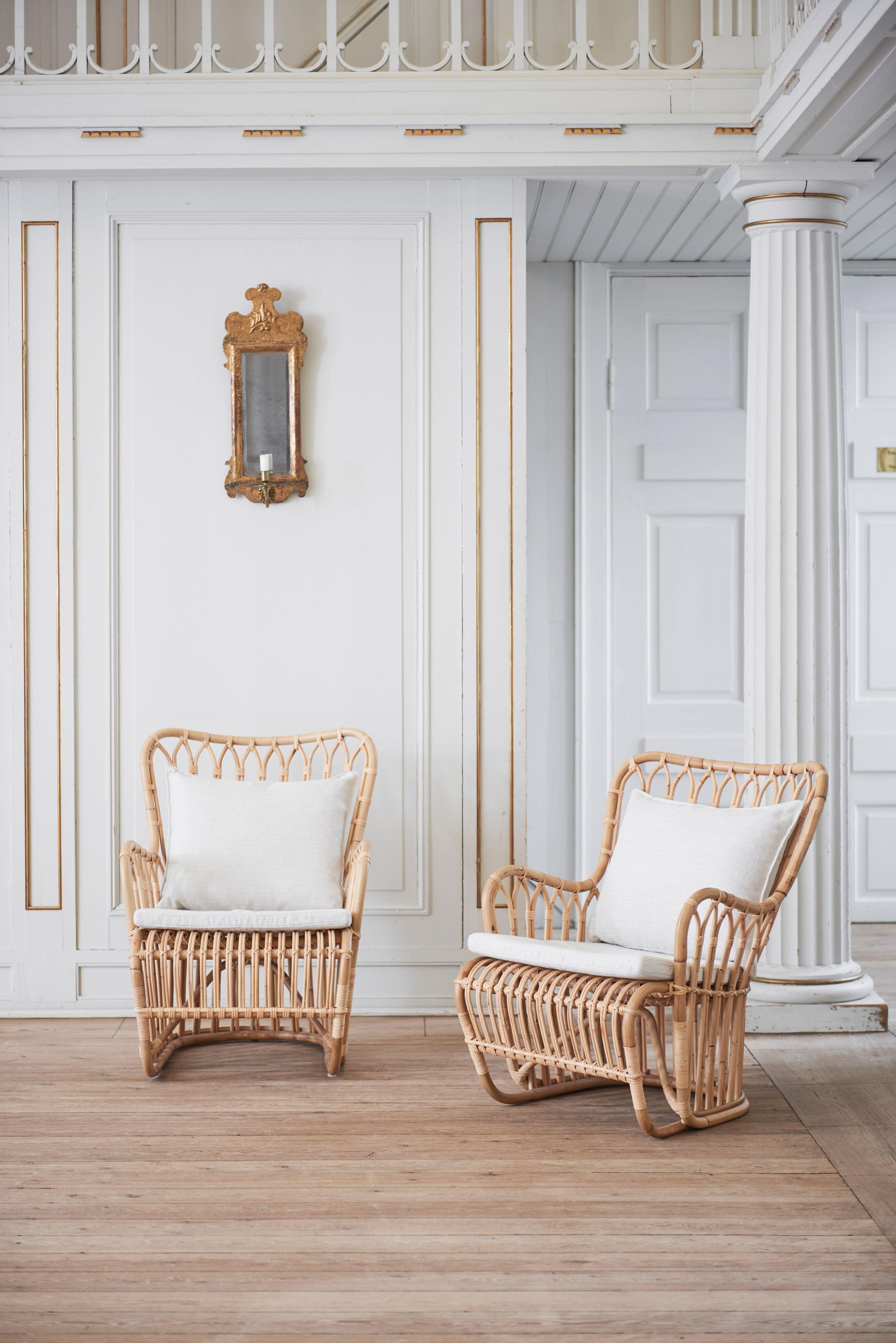 Mid-Century Modern Tove Kindt-Larsen Tulip Rattan Lounge Chair  For Sale