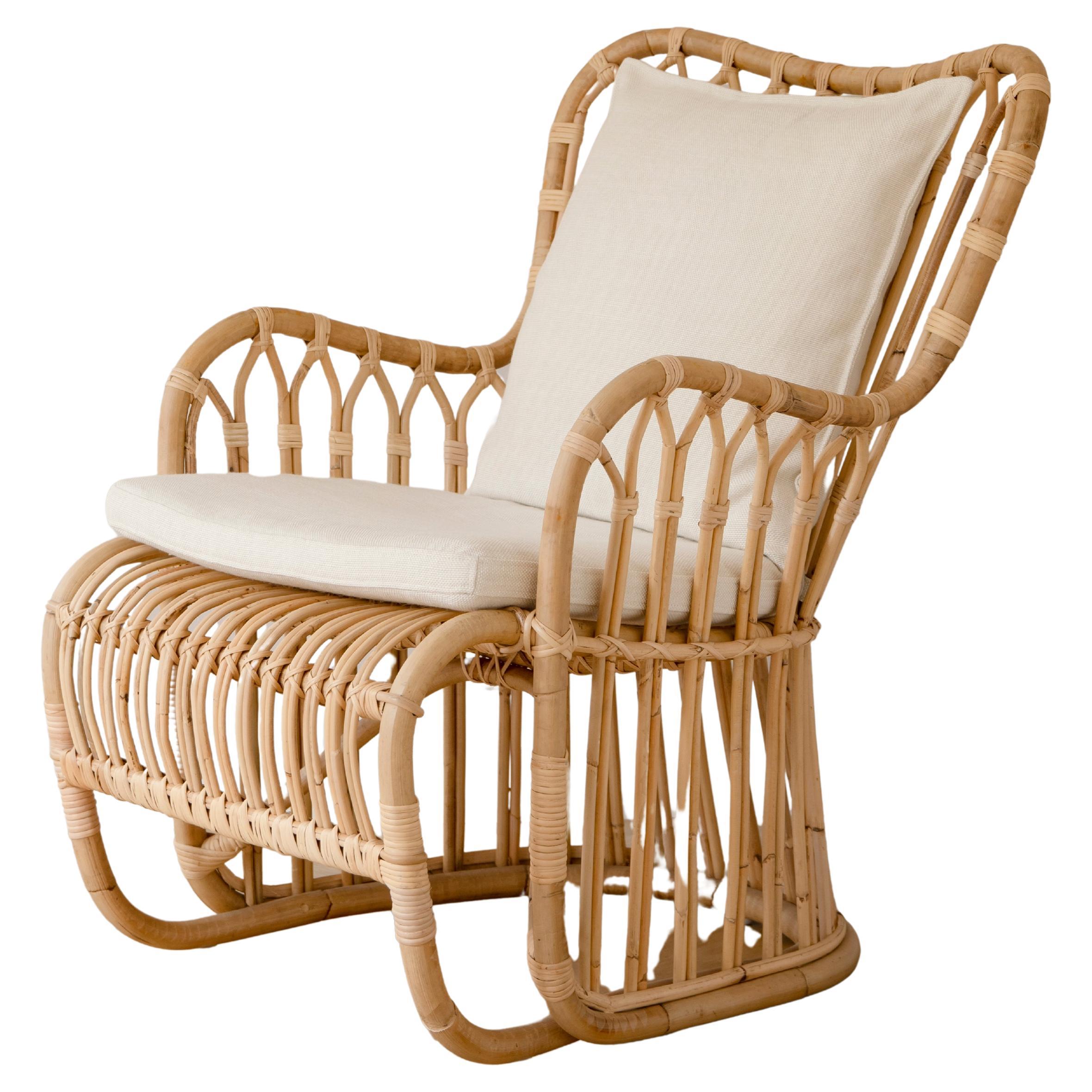 Tove Kindt-Larsen Tulip Rattan Lounge Chair  For Sale