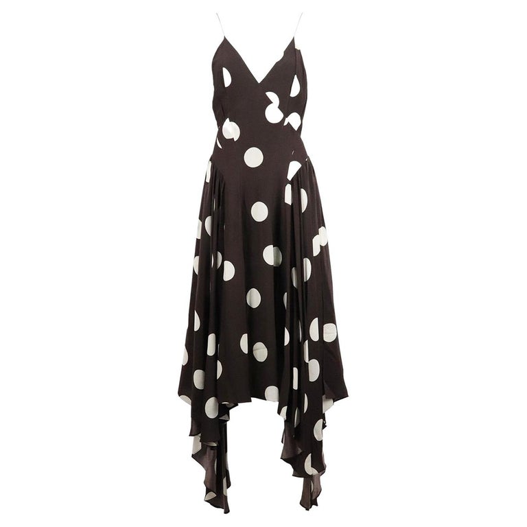navy blue dress for baby girl Polka-dot asymmetric draped minidress in white - Self Portrait main image 1