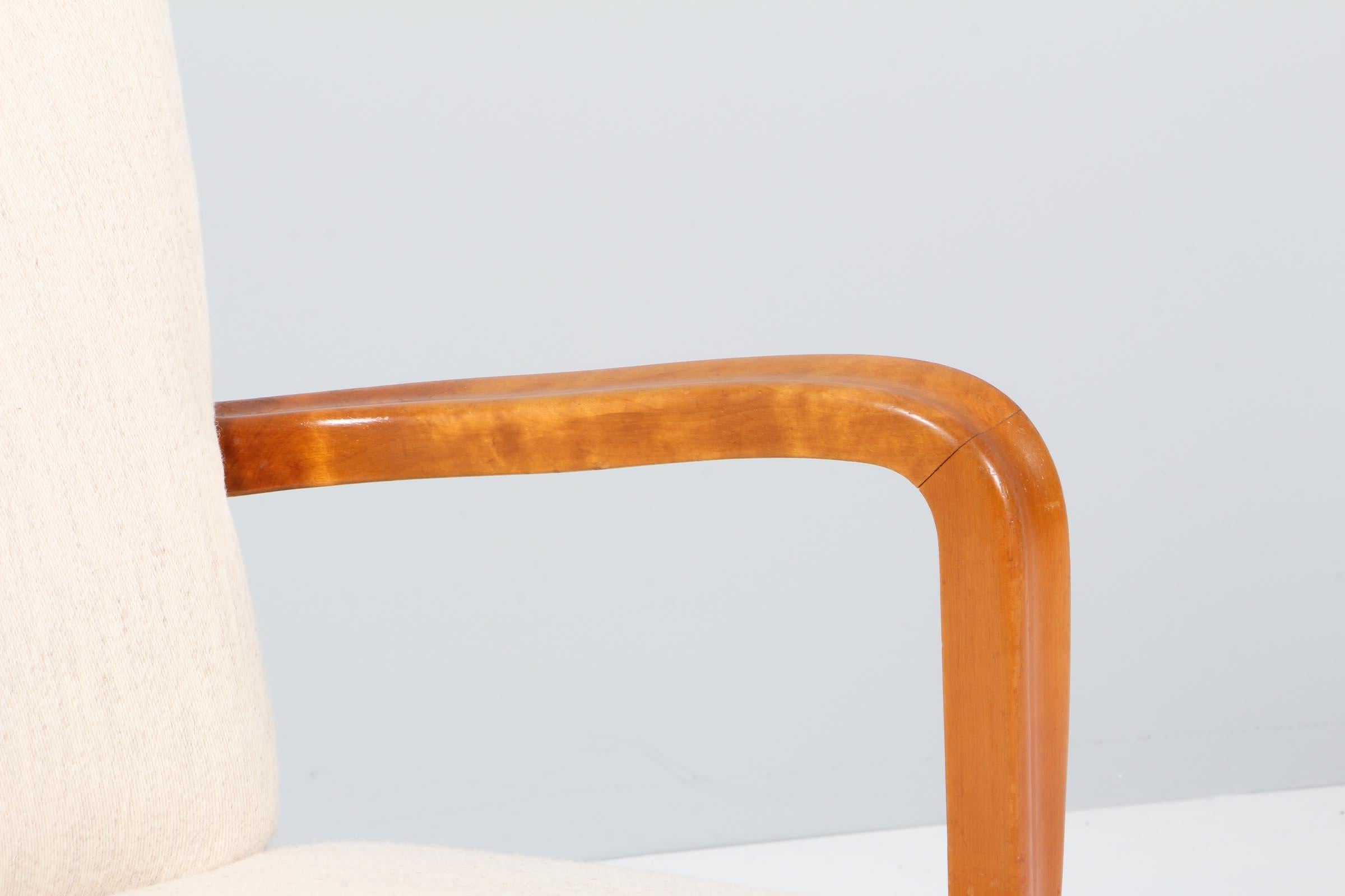 Danish Tove Reddersen Armchair of Fruit Tree, Savak Wool and Nature Leather. 1940s For Sale