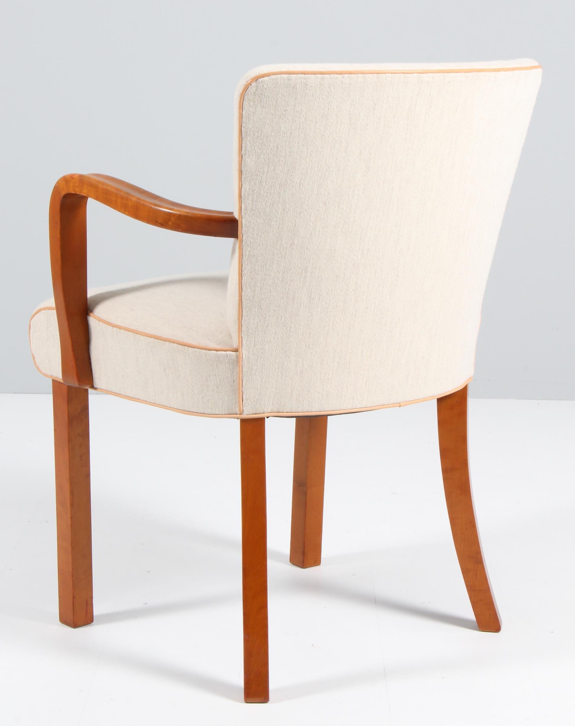 Tove Reddersen Armchair of Fruit Tree, Savak Wool and Nature Leather. 1940s For Sale 1