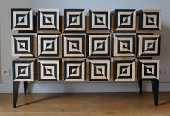 Tow Doors Buffet "Ondulation 2" Sycomore and Black Sycomore by Aymeric Lefort