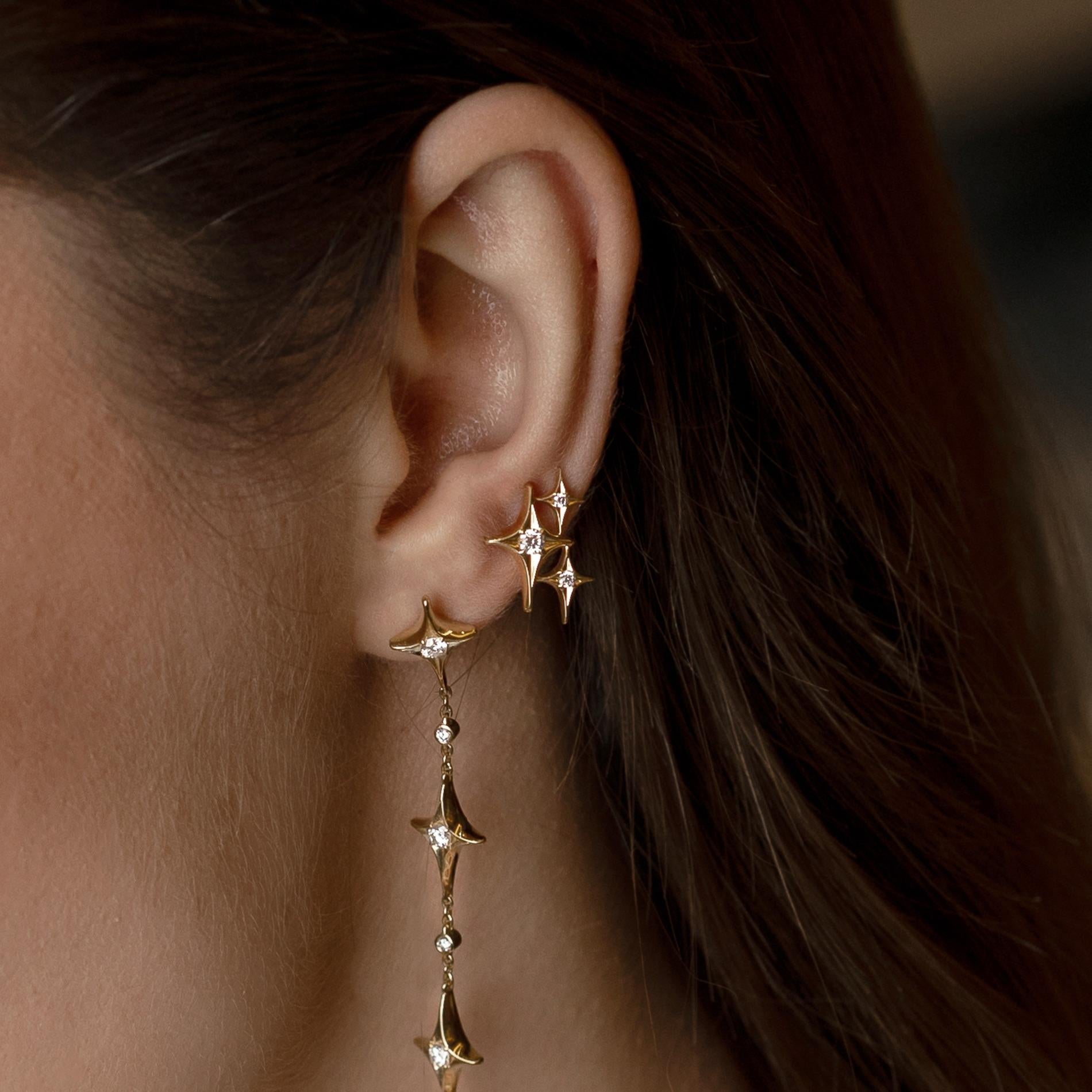 Contemporary Towards the Stars Falling Stars Earrings For Sale