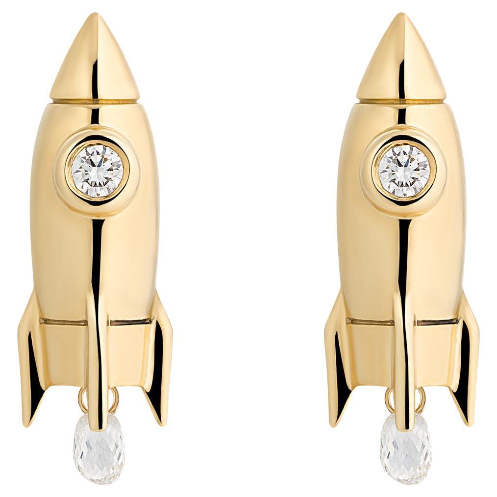 Towards the Stars Fly Me to the Moon Earrings For Sale