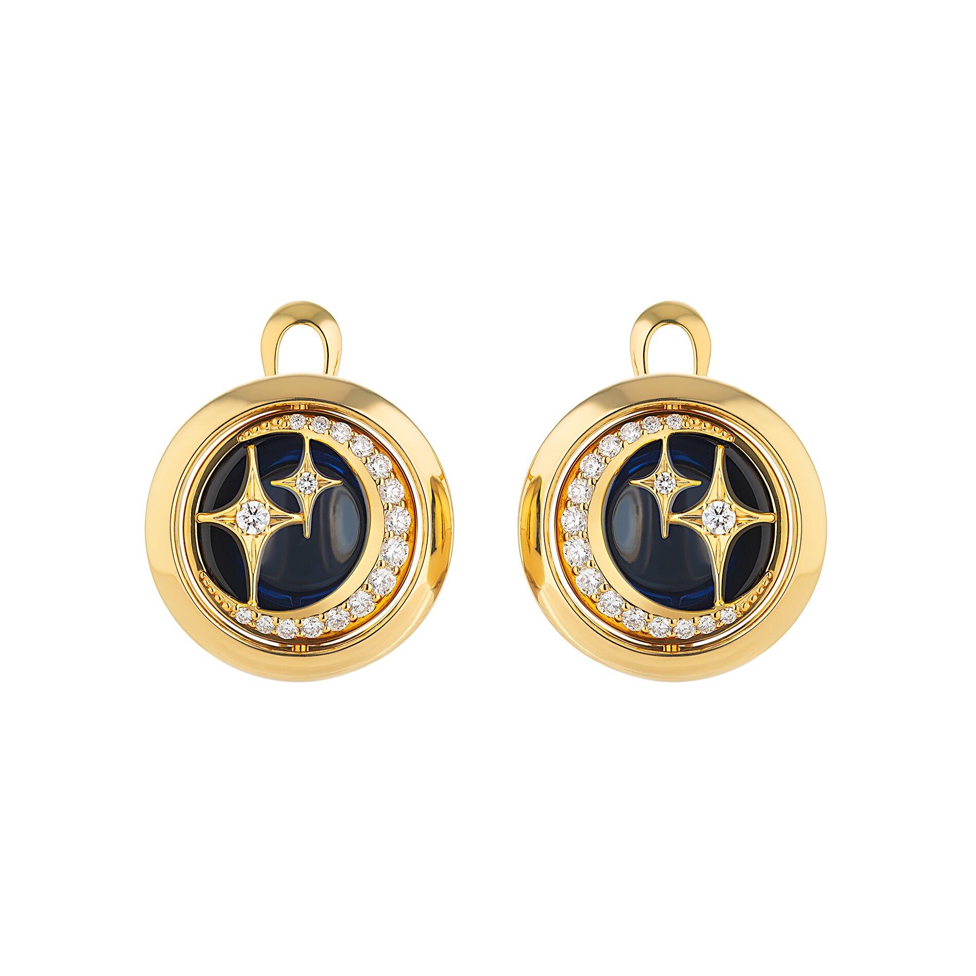 Towards the Stars Collection
Our exquisite reversible yellow gold earrings are designed for those who appreciate elegance and versatility. With a simple twist, they reveal two captivating styles: one side showcases a stunning blue sapphire that