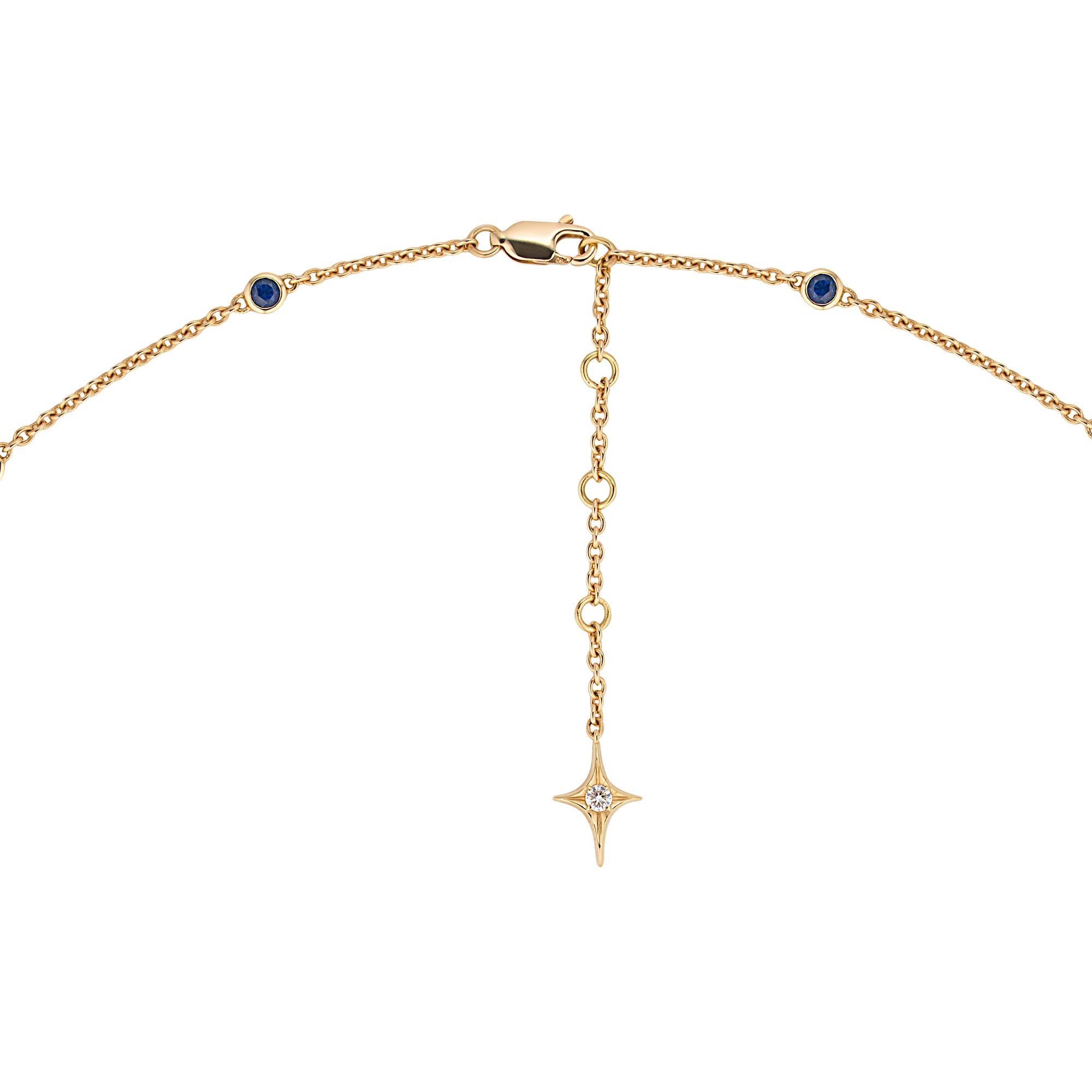 She’s an Alien Necklace in 18ct Yellow Gold with Sapphires & Diamond Star For Sale 3