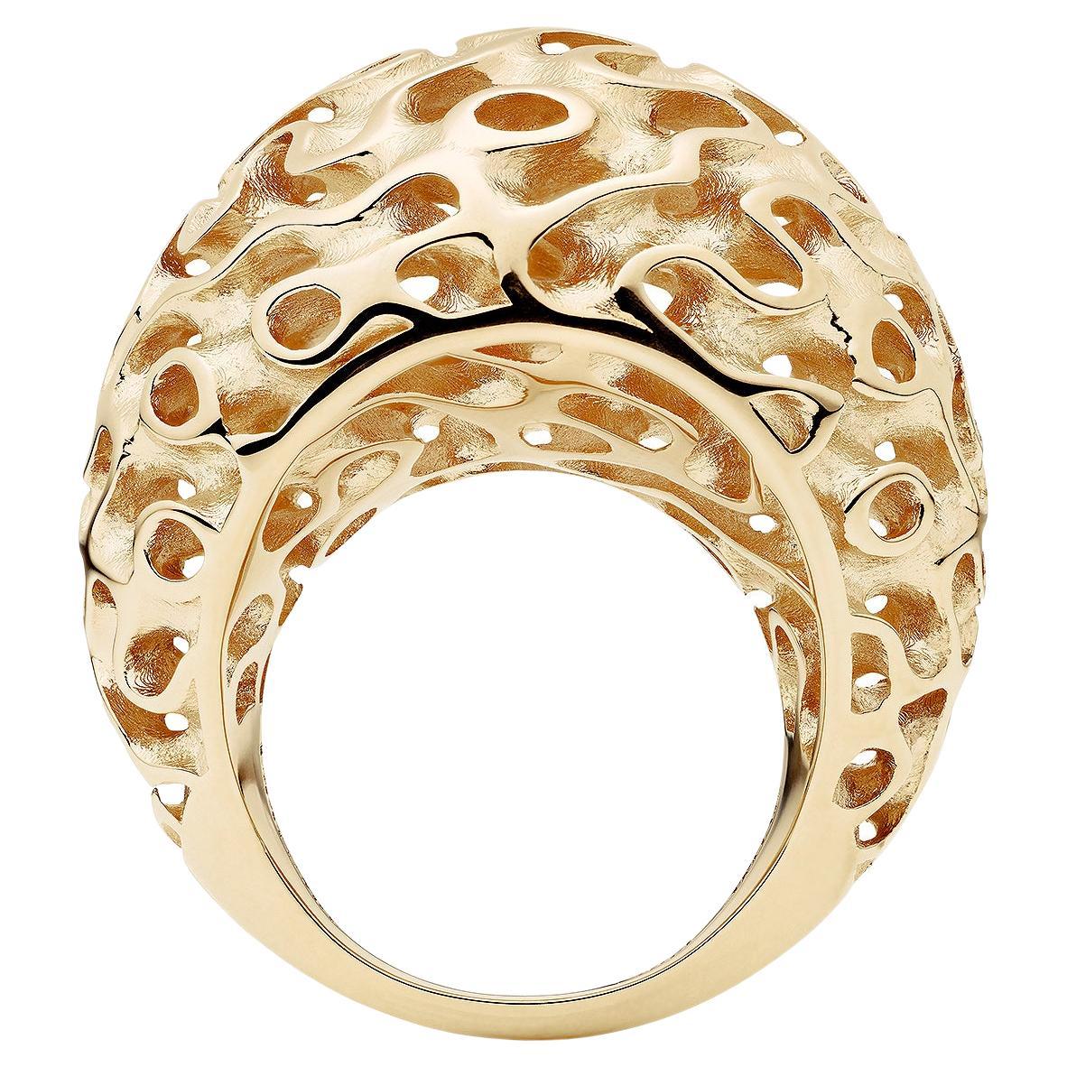TOWE Dune Silk Gold Bombé Dome Ring For Sale
