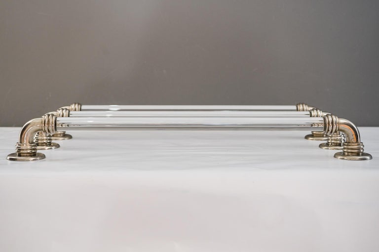 Towel Holder Nickel and Glass, Vienna, circa 1920s at 1stDibs