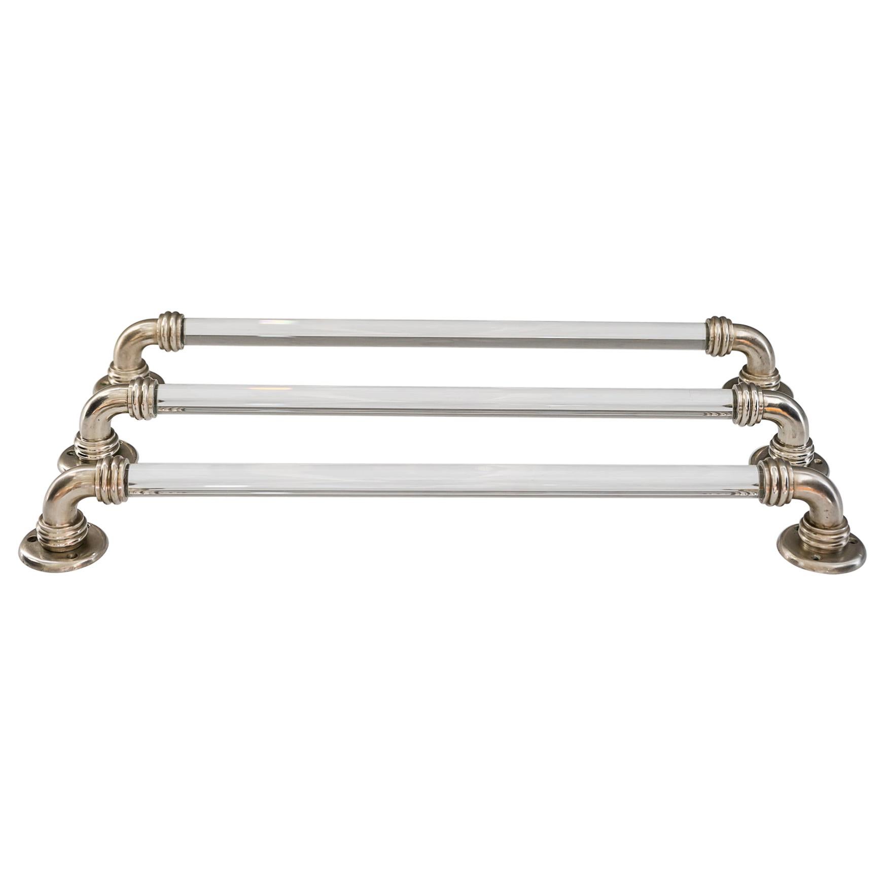 Towel Holder Nickel and Glass, Vienna, circa 1920s