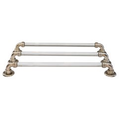 Antique Towel Holder Nickel and Glass, Vienna, circa 1920s