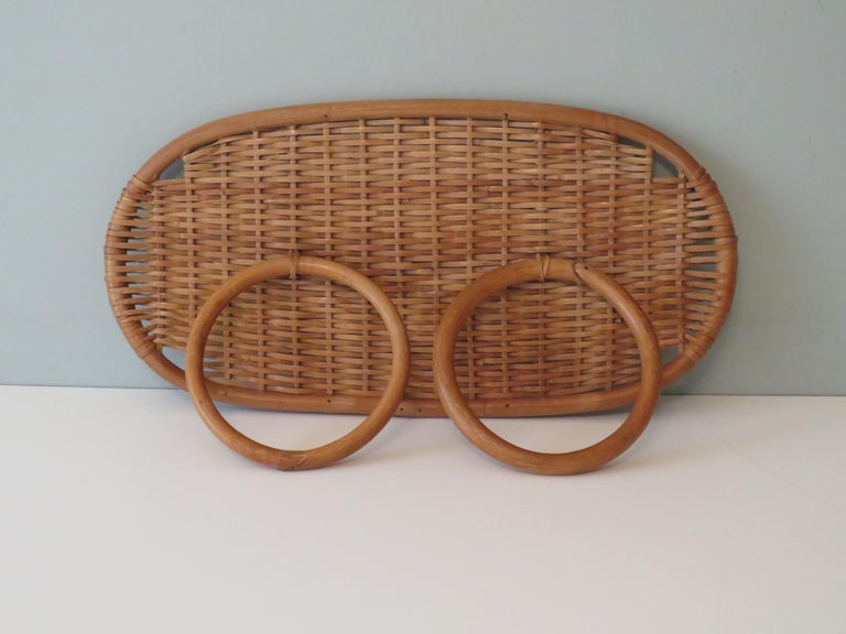 Towel Rack, Rattan-Bamboo, Italy 1960, Bohemian Style For Sale at 1stDibs