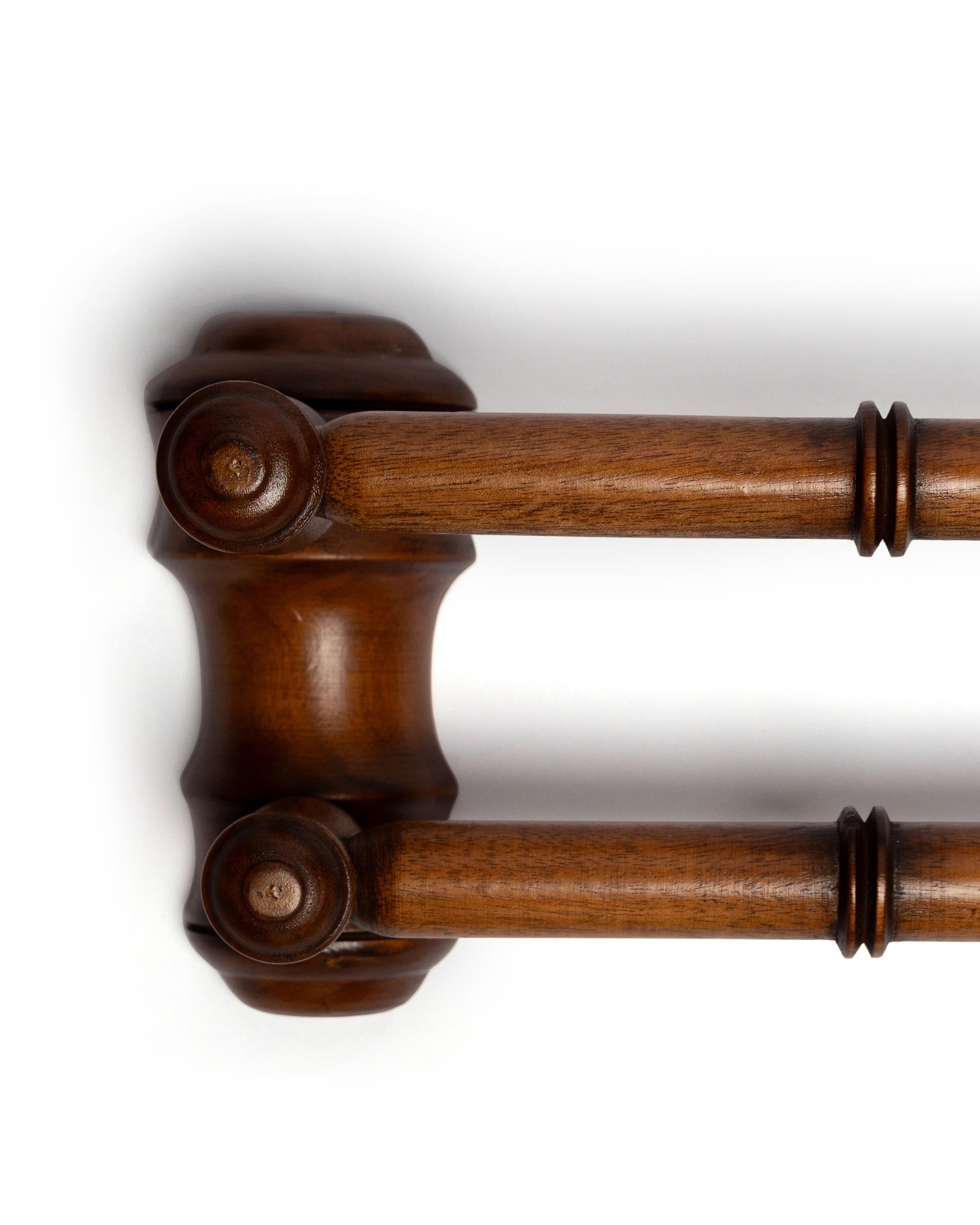 Asian Towel Rail, Faux-Bamboo, Dark Mahogany Wood For Sale