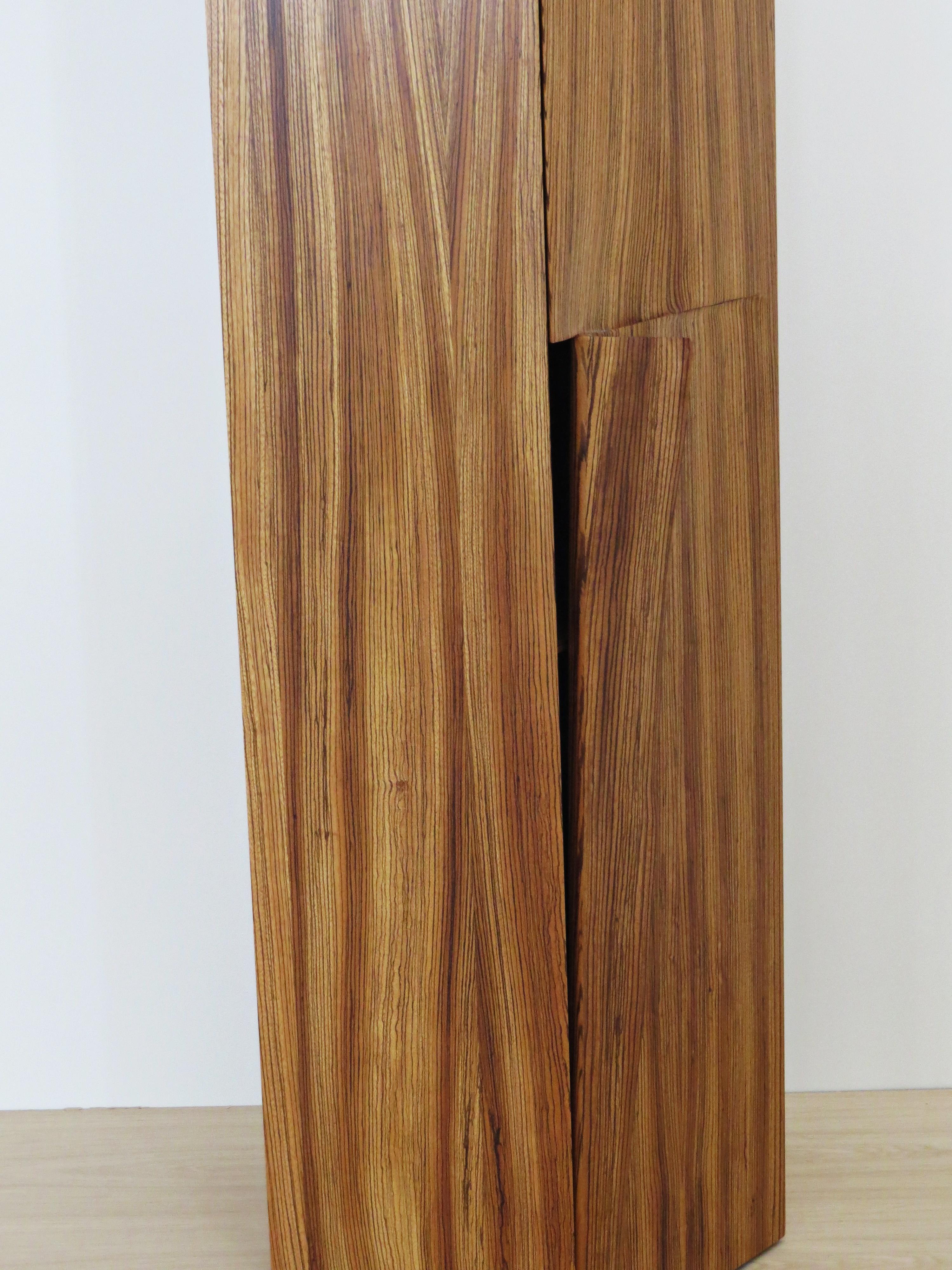 Moderne Armoire tour, fabriquée à la main, bois zébré massif, fabriquée en Allemagne, haute armoire en vente