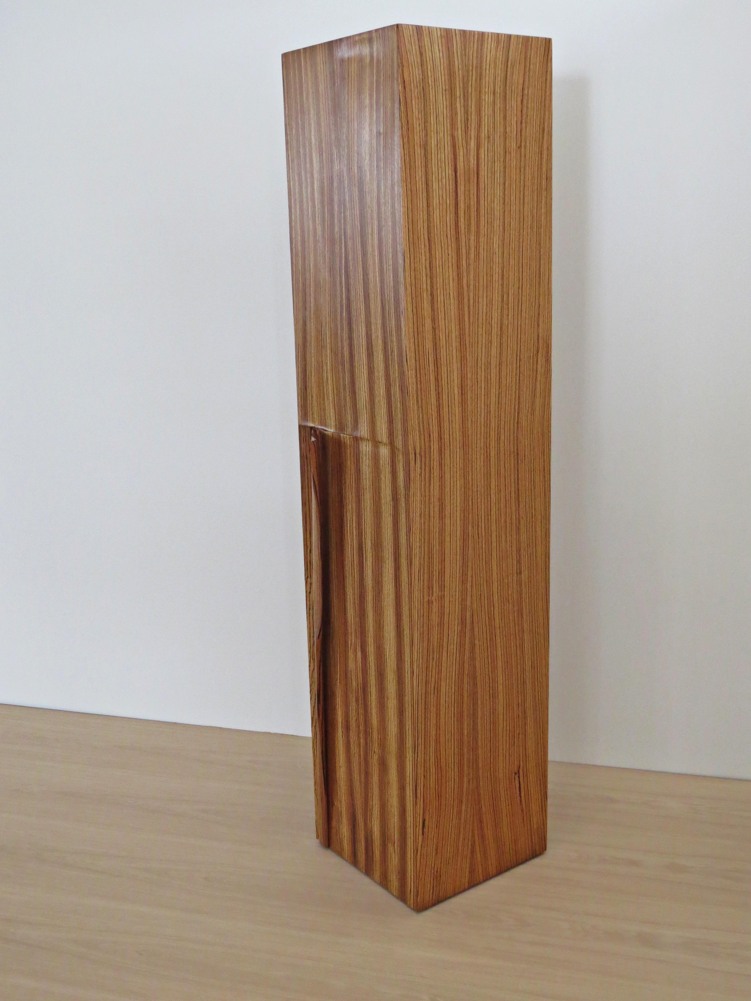 Hand-Crafted Tower Cabinet, Handmade, Solid Zebra Wood, Made in Germany, High Cabinet For Sale