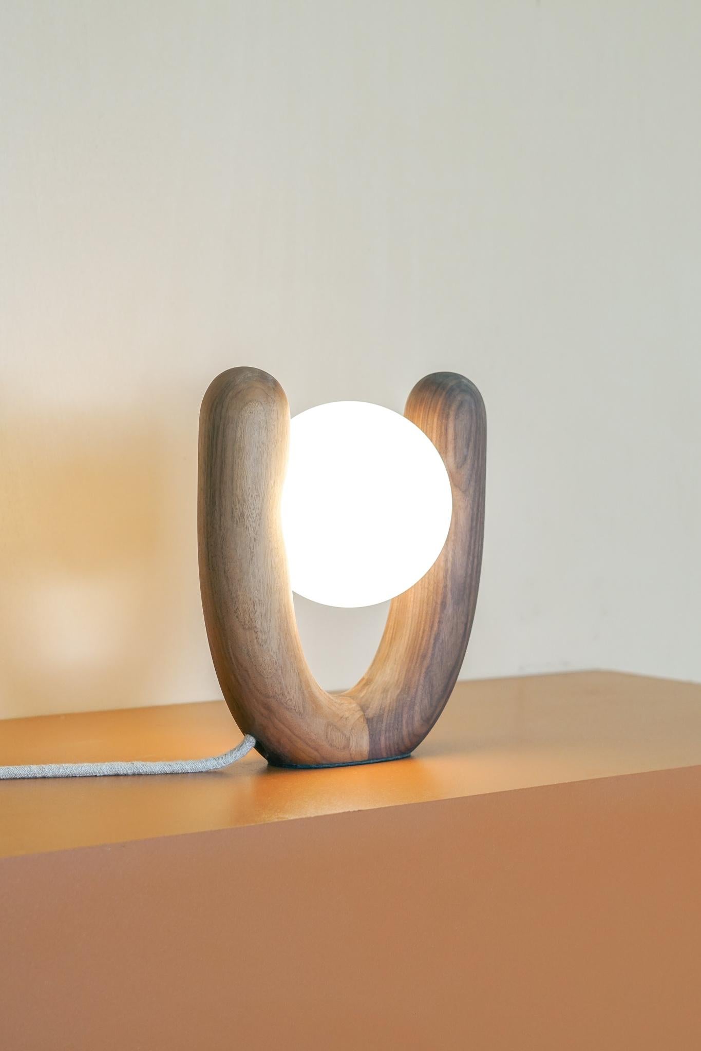 Hand-Crafted Tower Lamp Wood by Swell Studio For Sale