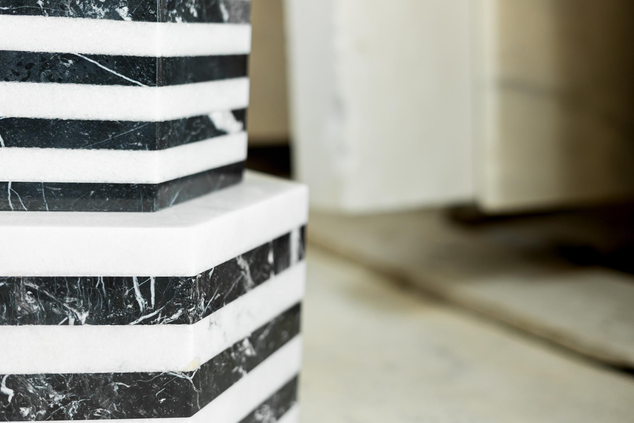 Polished Tower Marble Cocktail Table Designed by Javier Gomez for Essenzia