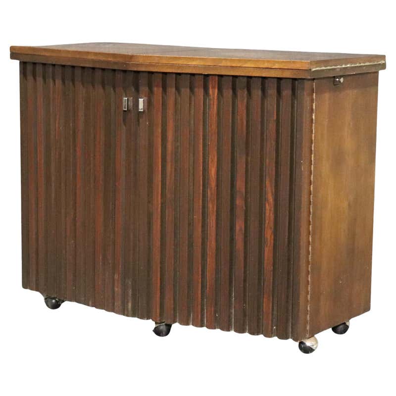 Stunning Portable Expandable Bar in Burl and Brass for Mastercraft at ...