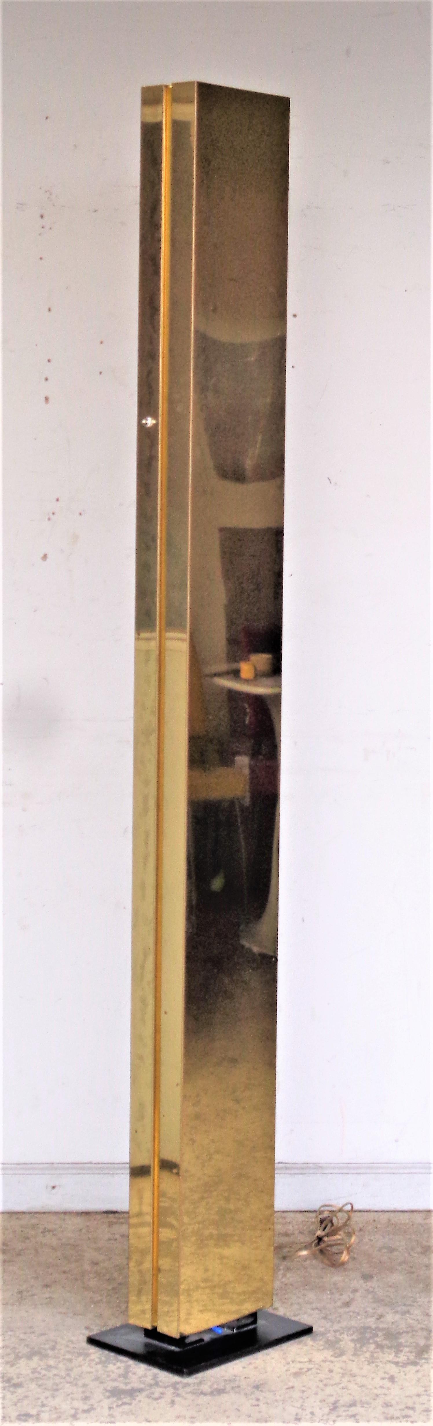 Kovacs Brass Column Floor Lamp, Circa 1980 4