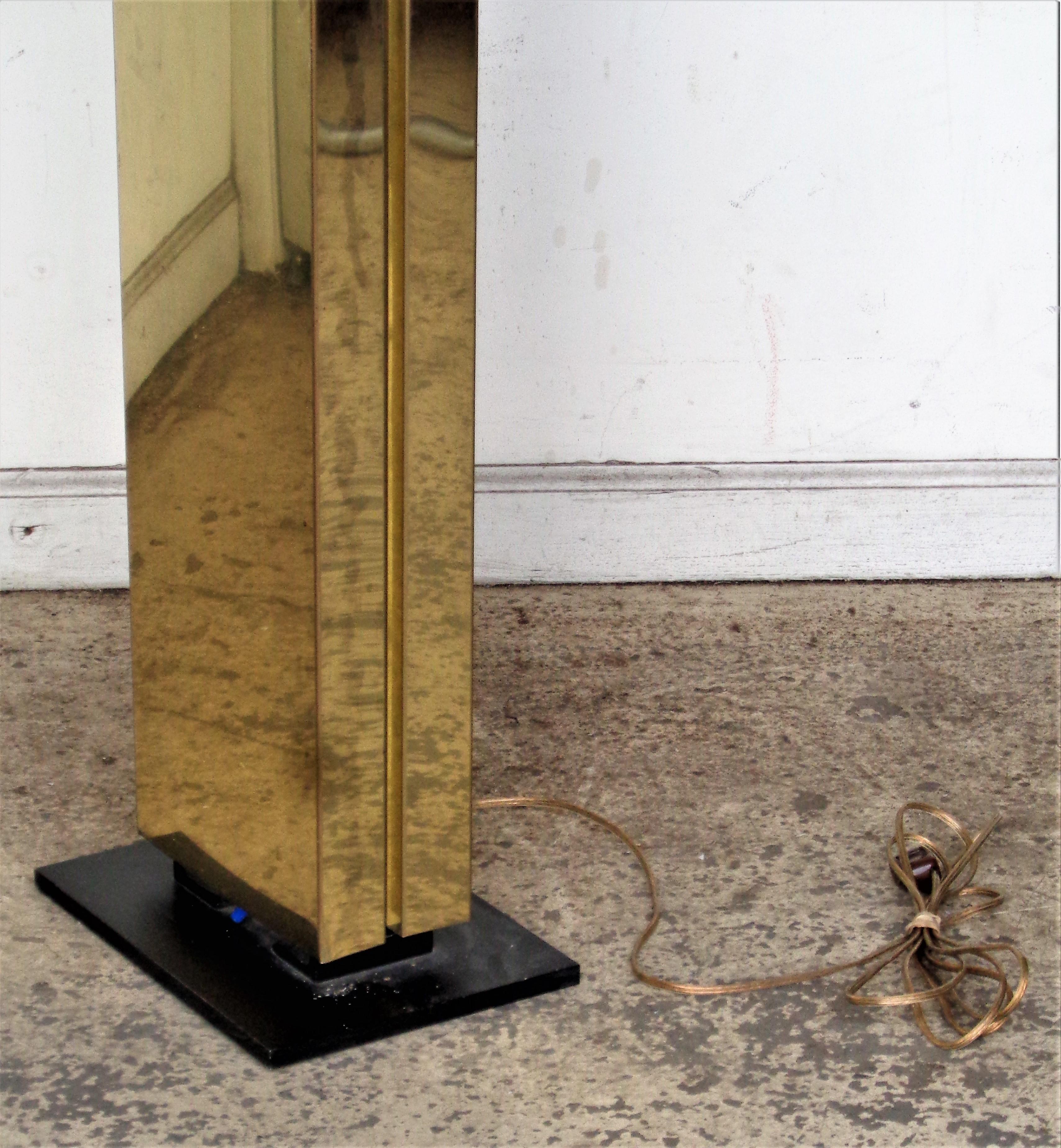 20th Century Kovacs Brass Column Floor Lamp, Circa 1980