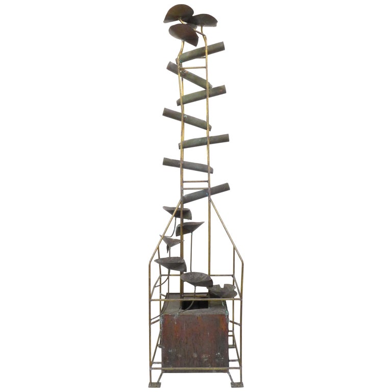 Towering Brass and Copper "Skyscraper" Fountain by Hans Van de Bovenkamp For Sale