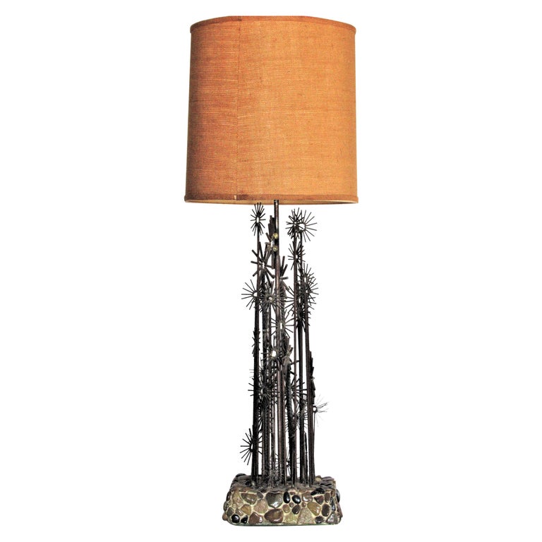 Iron Sculpture Lamp in the style of Paul Evans For Sale at 1stDibs | paul  evans lamp, brutalist lamps