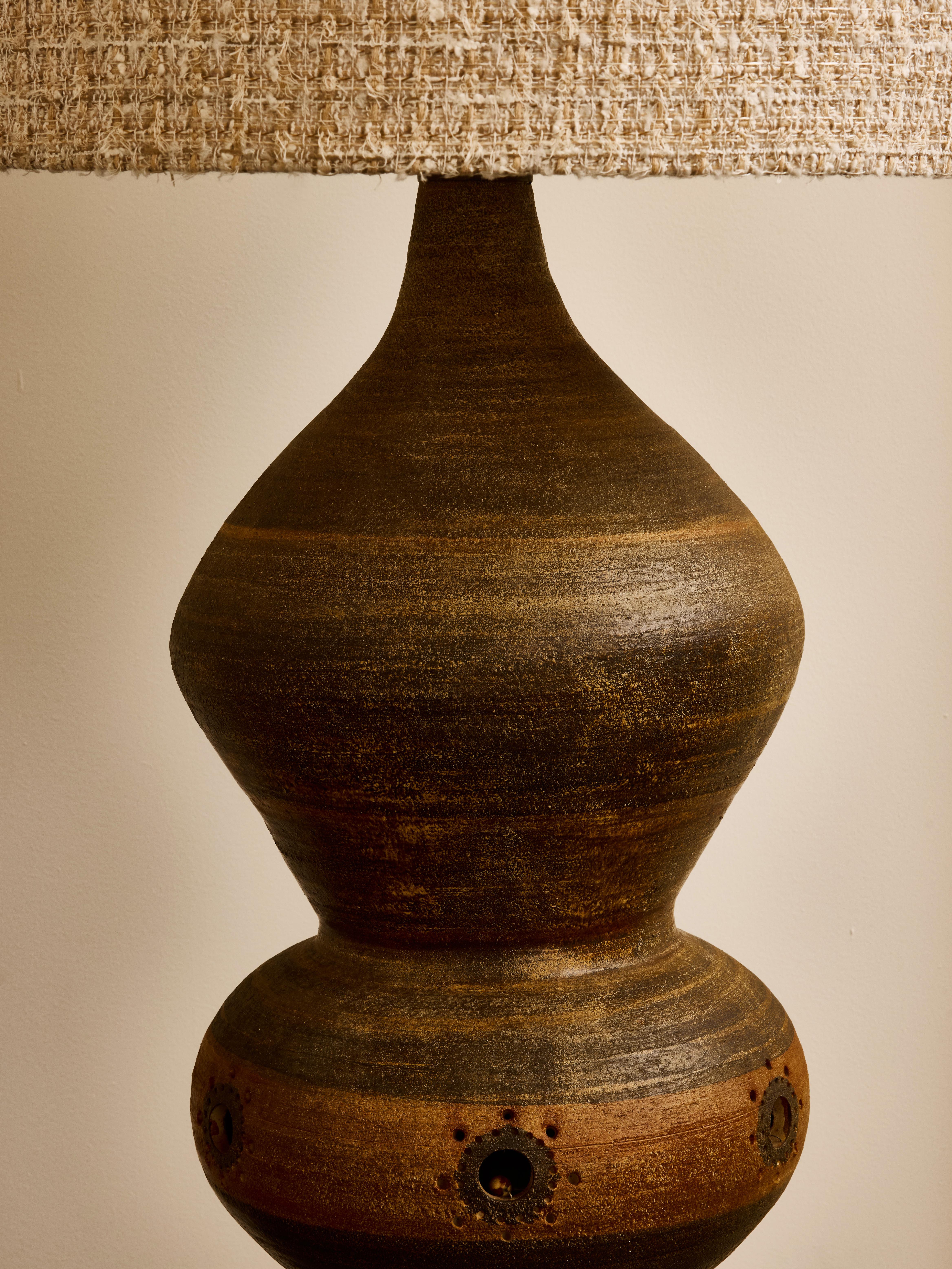 French Towering Georges Pelletier Ceramic Lamp For Sale