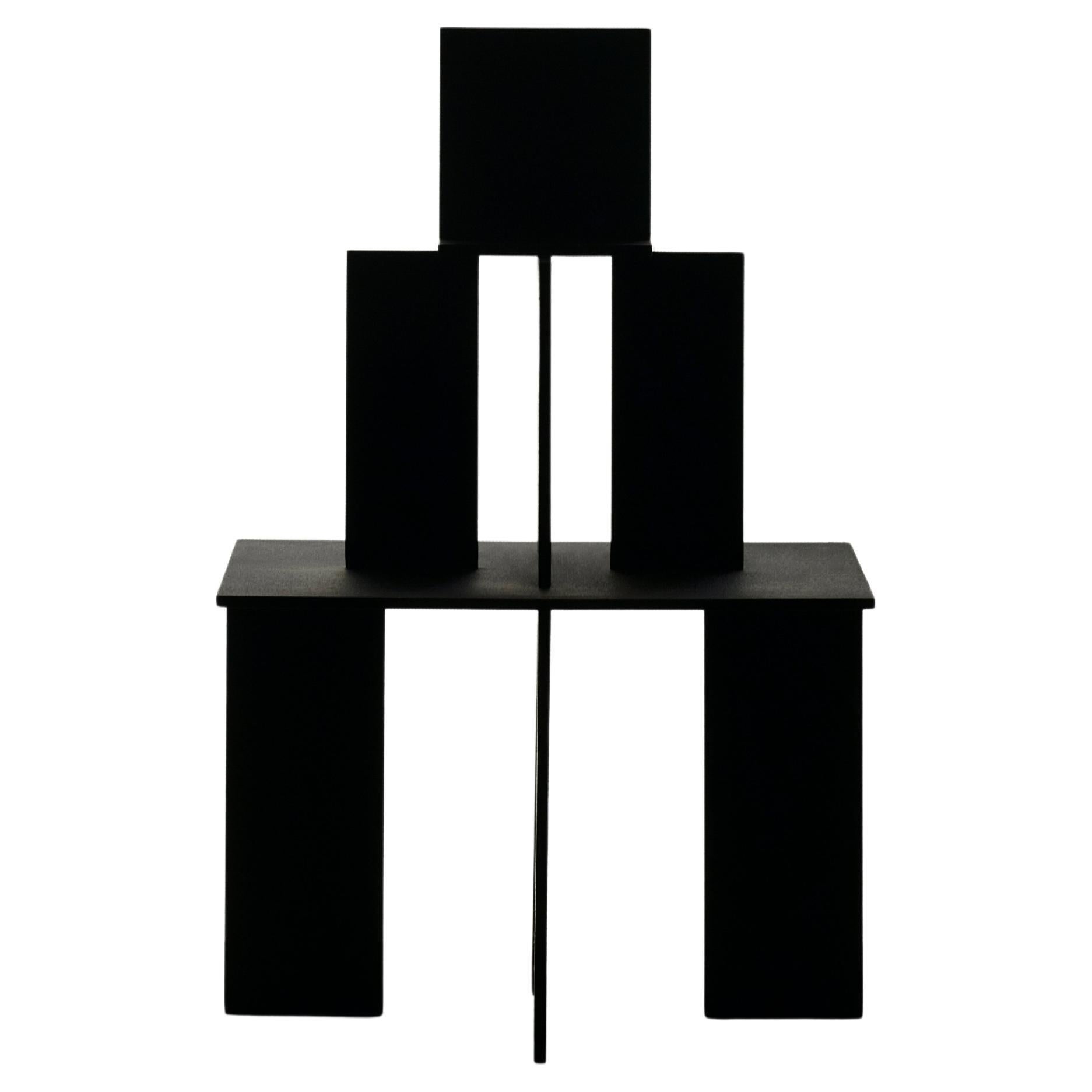 TOWERX12 Architectural Iron Sculpture in Matte Black by Towerland For Sale