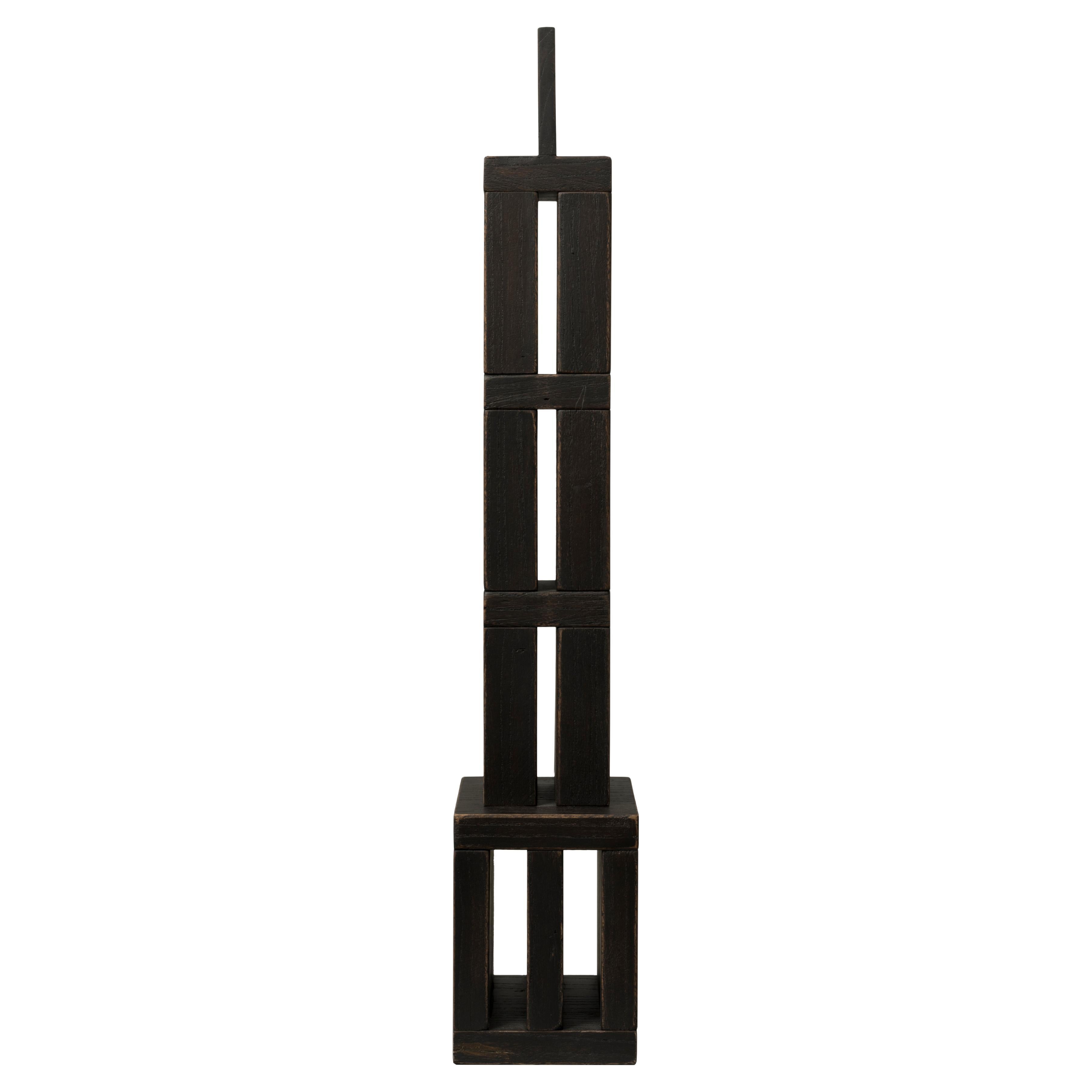 TOWERX25 Architectural Elm Wood Sculpture in Dark Finish by Towerland