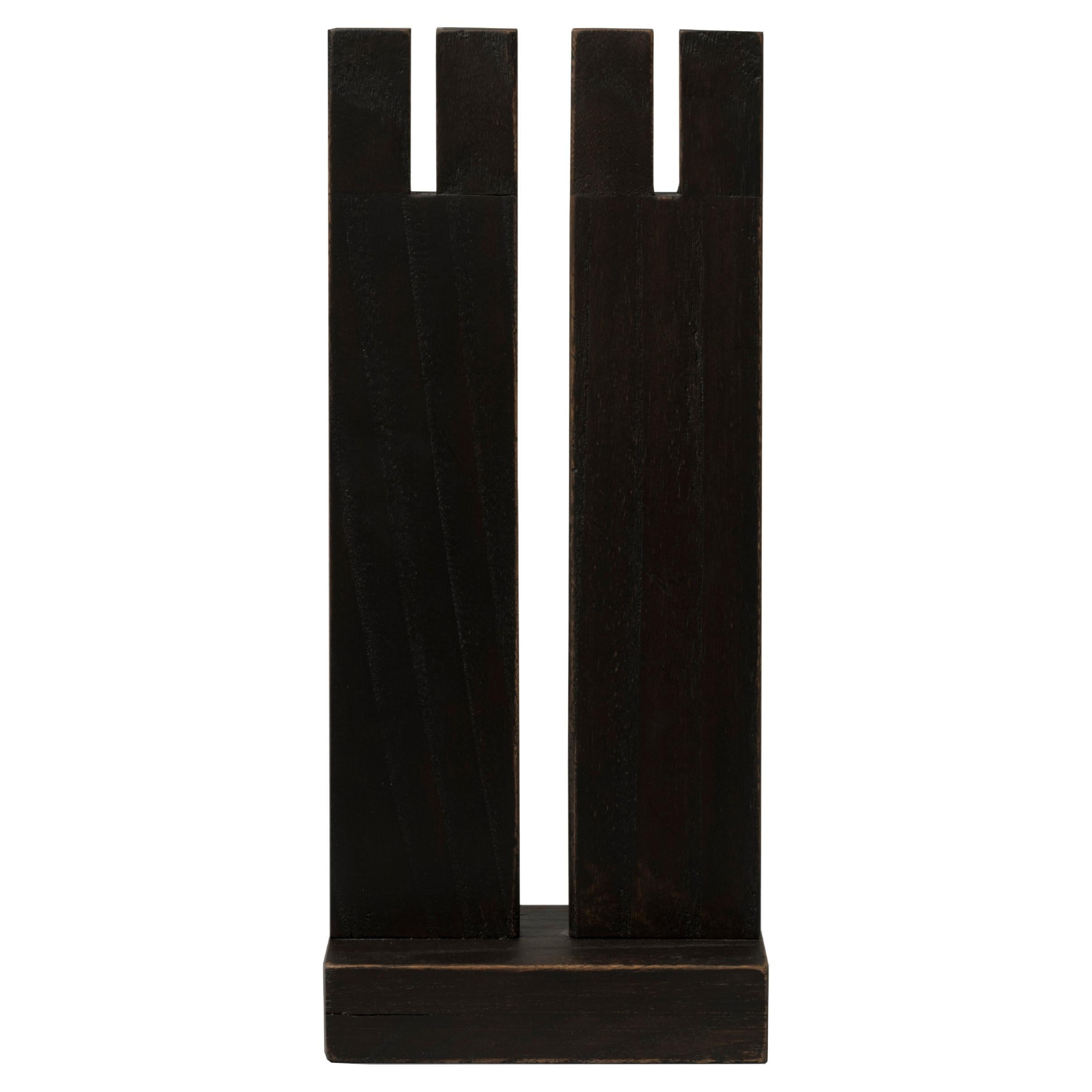 TOWERX27 Architectural Elm Wood Sculpture in Dark Finish by Towerland
