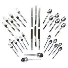 Used Towle Nordic Service for 6 Danish Modern Style Stainless Steel Flatware