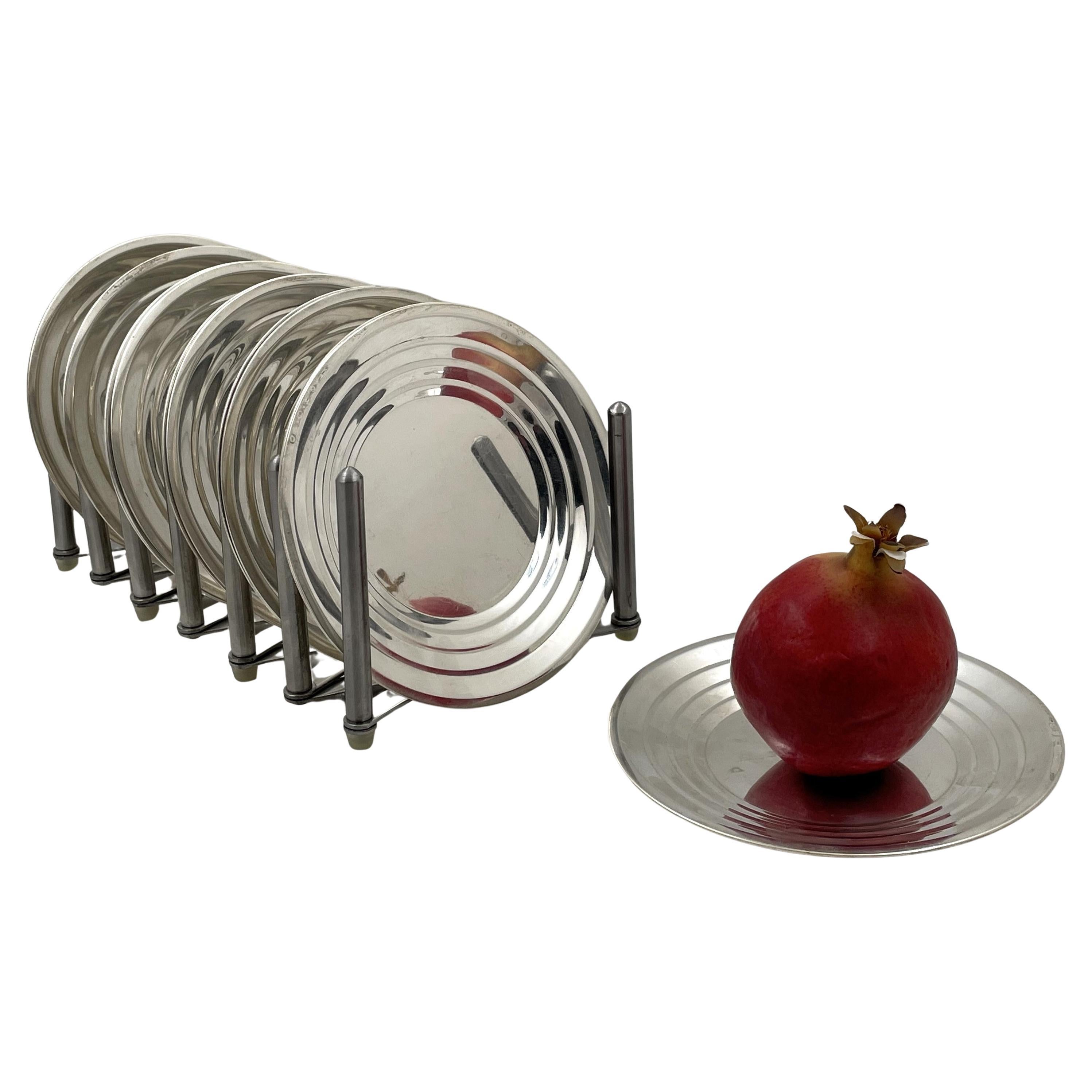 Towle Set di 12 piatti da dessert in argento sterling in stile metà secolo moderno in vendita