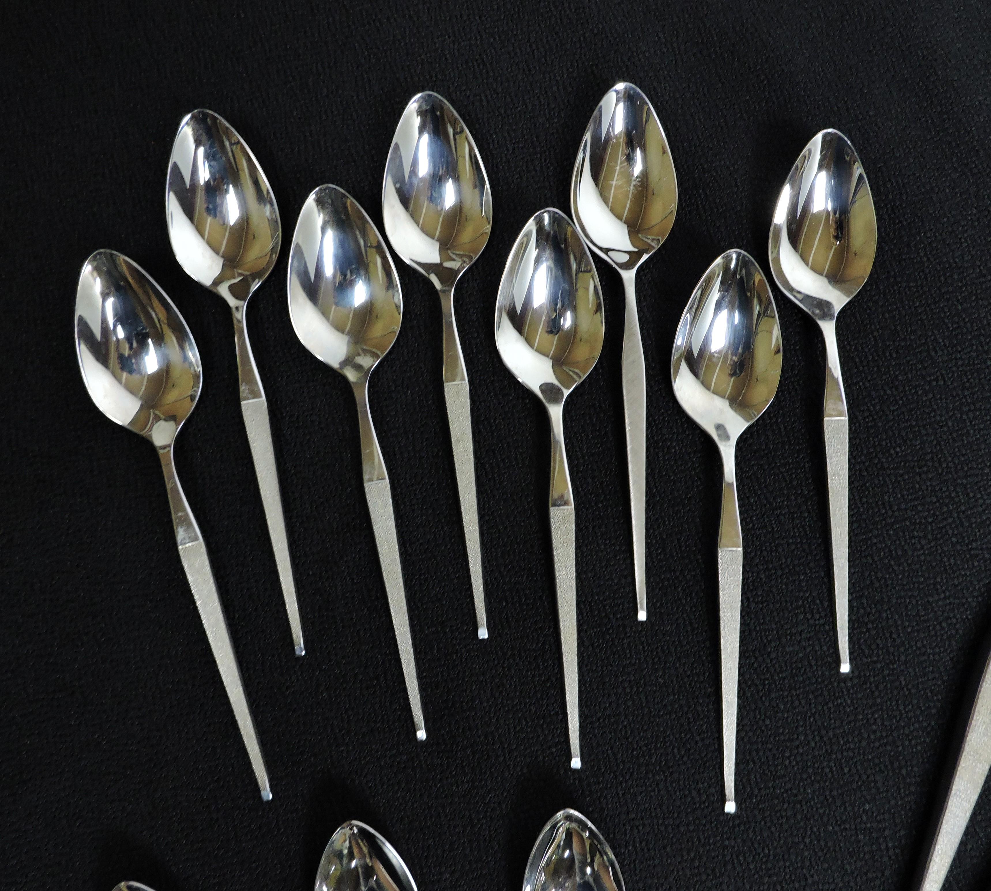 American Towle Shape Stainless Mid Century Modern 42 Piece Flatware Service for 8