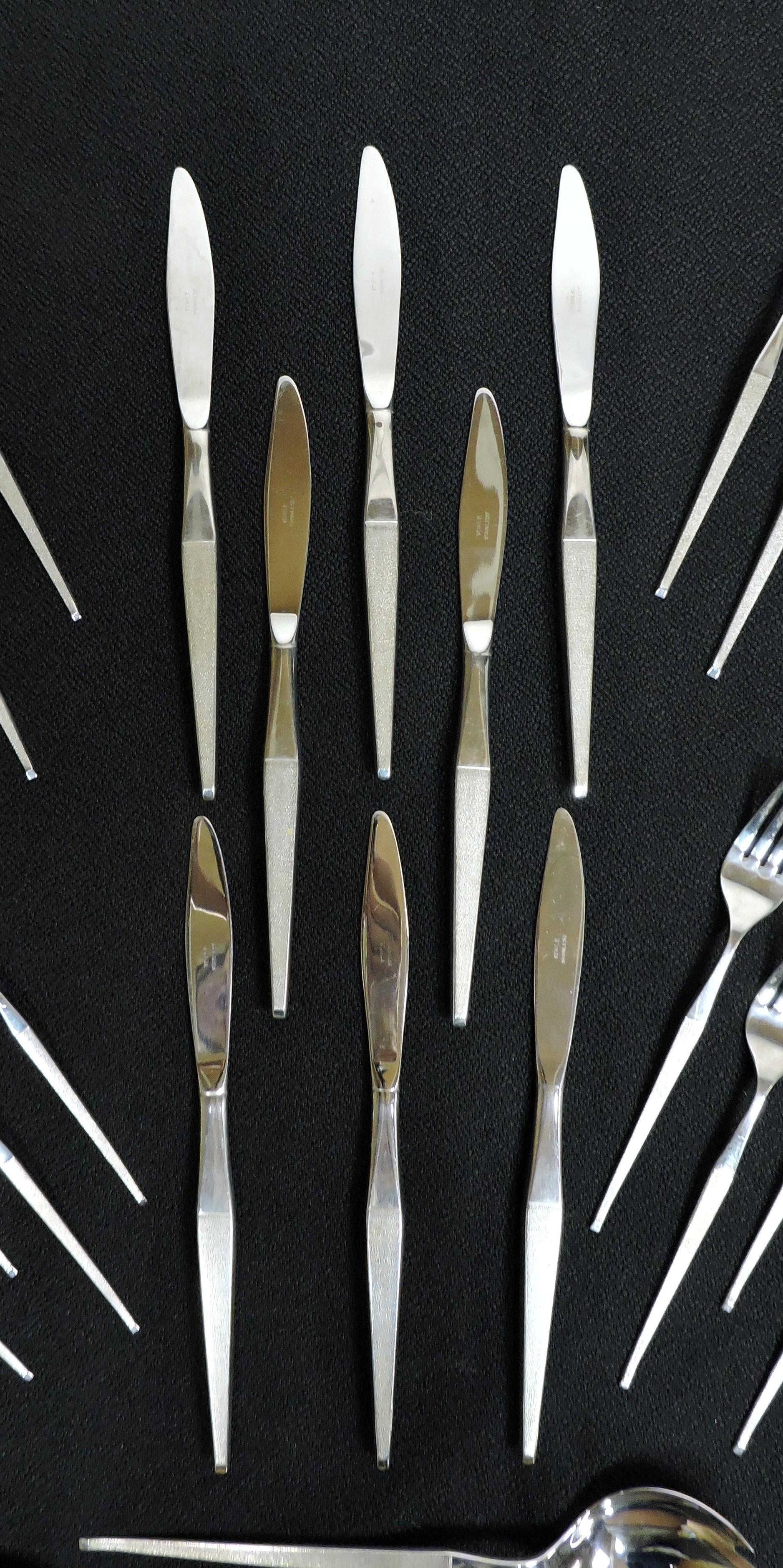 Stainless Steel Towle Shape Stainless Mid Century Modern 42 Piece Flatware Service for 8