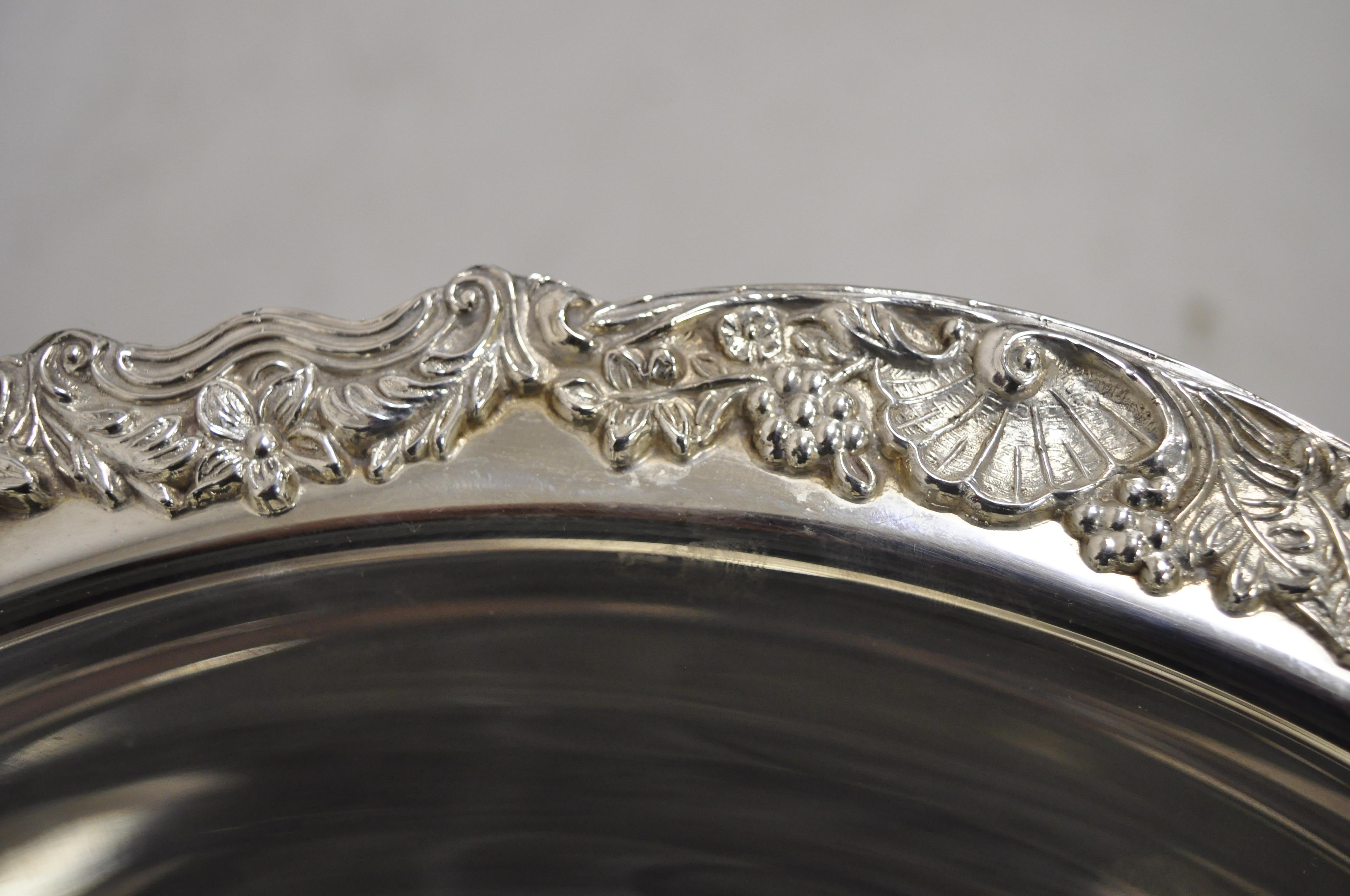 Towle Silver Plated Punch Bowl Set Flower Shell Rim with 12 Cups In Good Condition In Philadelphia, PA