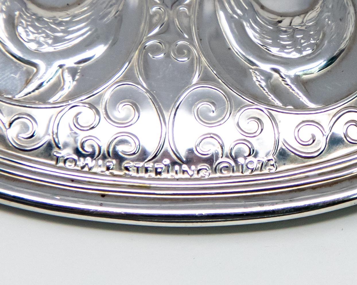 Towle Sterling Ornament Three French Hens, 1973 In Fair Condition For Sale In Cookeville, TN