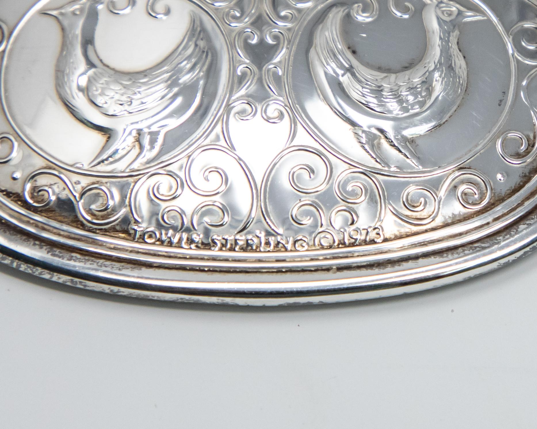 American Towle Sterling Ornament Three French Hens No Box, 1973 For Sale