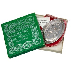 Towle Sterling Ornament Two Turtledoves with Cross on Reverse Side, 1972