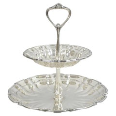 Vintage Towle Victorian Silver Plated 2 Tier Scalloped Pastry Serving Display Platter
