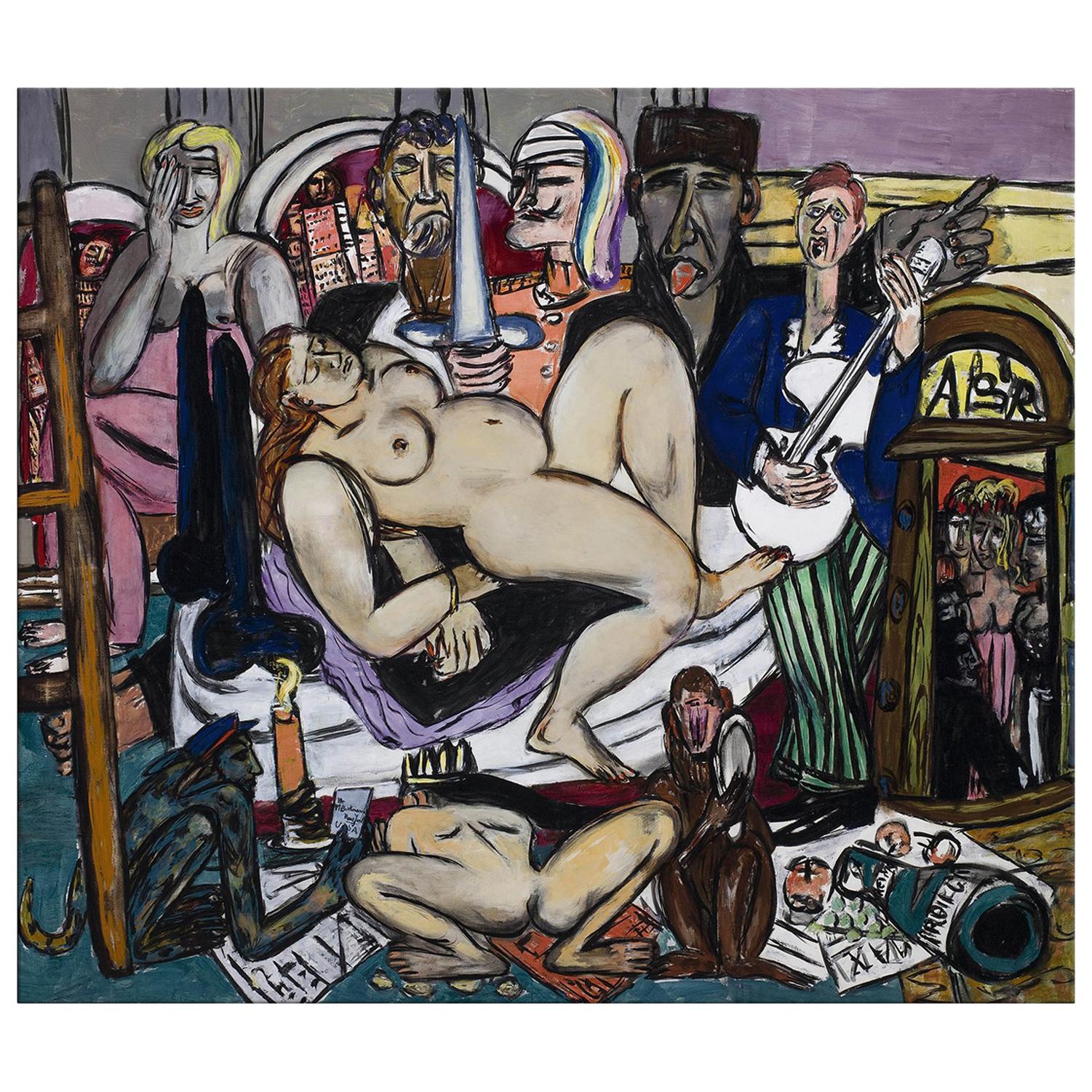 Town, after Expressionist Oil Painting by Max Beckmann For Sale