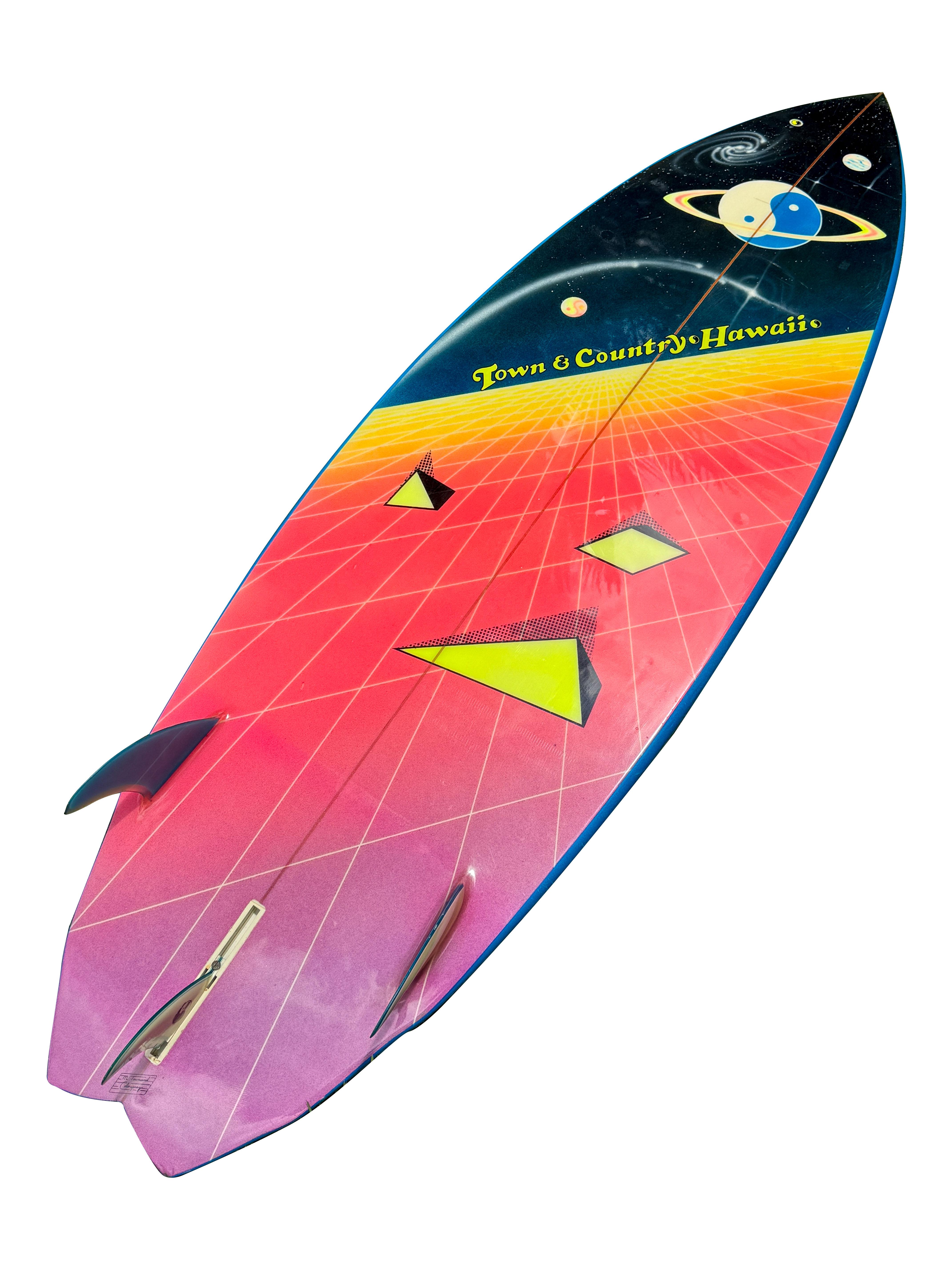 Tabla de surf Town & Country Vintage Dave Wallace Cola de golondrina de doble ala (1984) Fibra de vidrio en venta