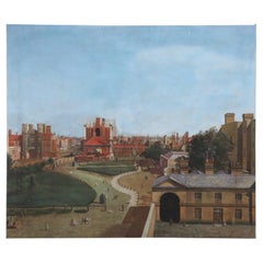 Peinture à l'huile sur toile vue aérienne de Town Square
