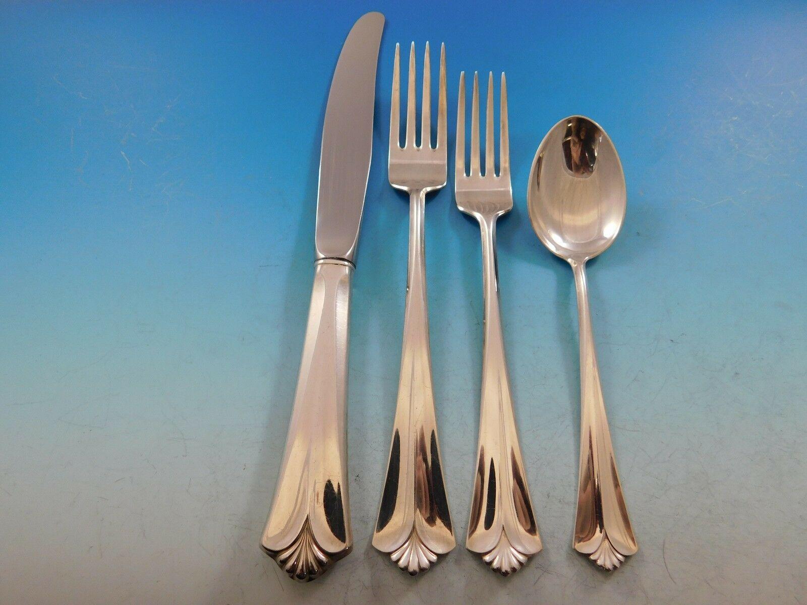 Townhall by David Andersen 830 Silver Flatware Set Dinner Service 65 Pieces In Excellent Condition For Sale In Big Bend, WI