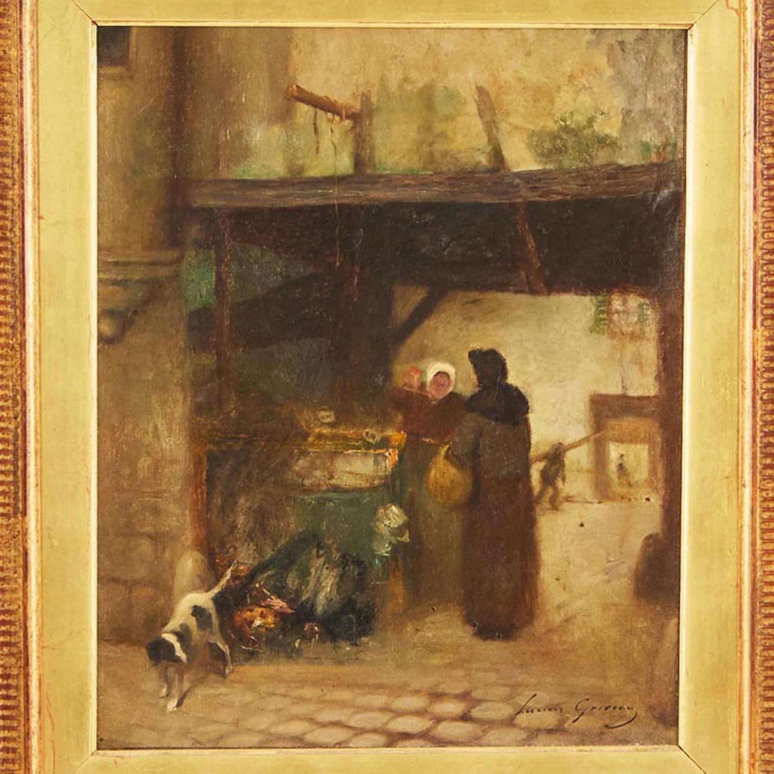 Victorian Townscape 19th-Century Oil Painting For Sale
