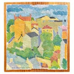 "Paisaje urbano en Córcega", brillante pintura Art Déco de Åkerblom, 1937