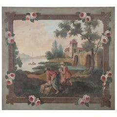 Townspeople Working Waterside Vignette Painting on Canvas