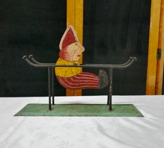 Toy Acrobatic Rocking Painted Tin Plate Clown