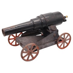 TOY CANNON 1920 Pre-War Conestoga Big Bang In Painted Steel & Iron